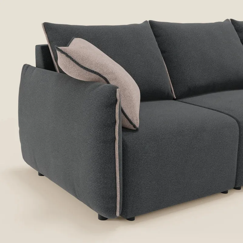 Flexar canapé avec 3 assises extensibles, dossier en duvet d’oie, en bouclé imperméable T07 anthracite - rose