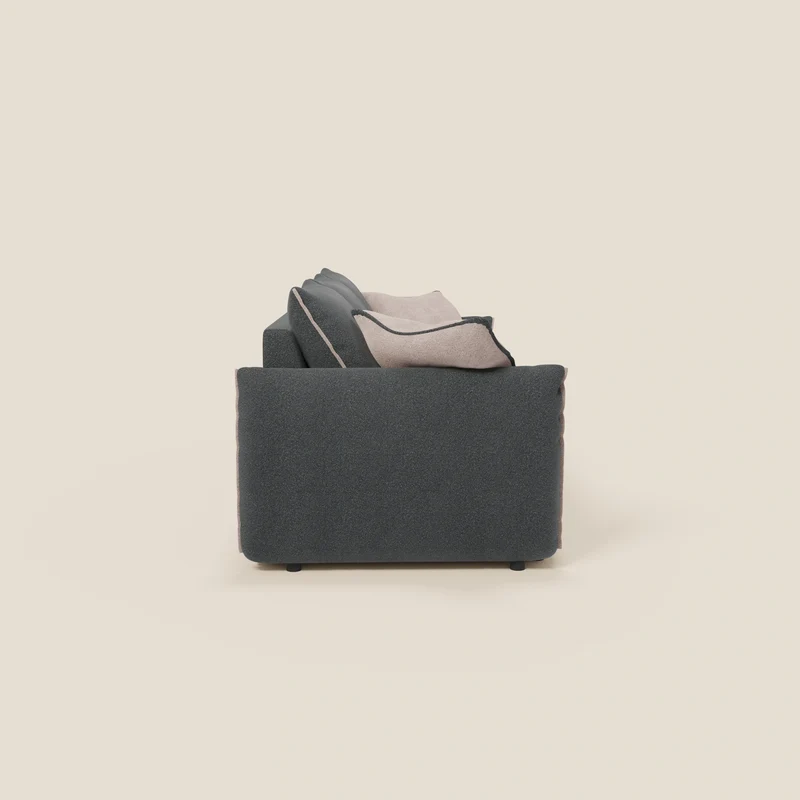 Flexar canapé avec 3 assises extensibles, dossier en duvet d’oie, en bouclé imperméable T07 anthracite - rose