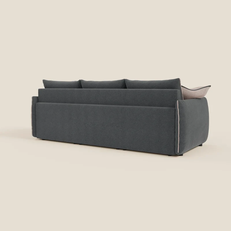 Flexar canapé avec 3 assises extensibles, dossier en duvet d’oie, en bouclé imperméable T07 anthracite - rose