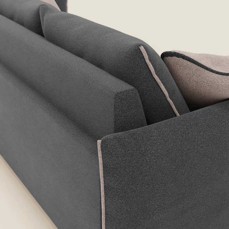Flexar canapé avec 3 assises extensibles, dossier en duvet d’oie, en bouclé imperméable T07 anthracite - rose