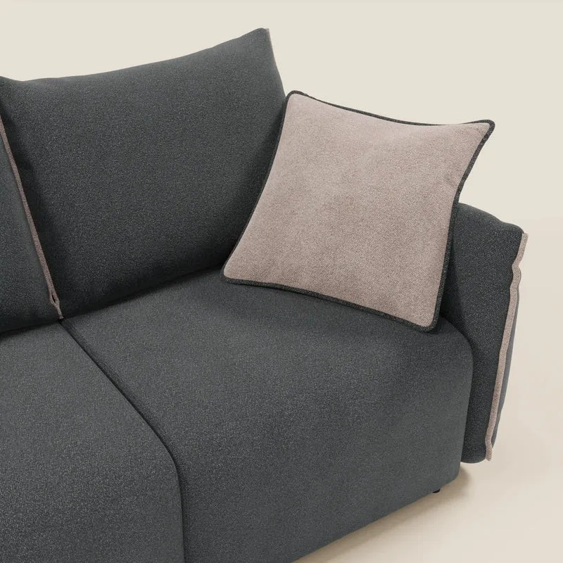 Flexar canapé avec 3 assises extensibles, dossier en duvet d’oie, en bouclé imperméable T07 anthracite - rose