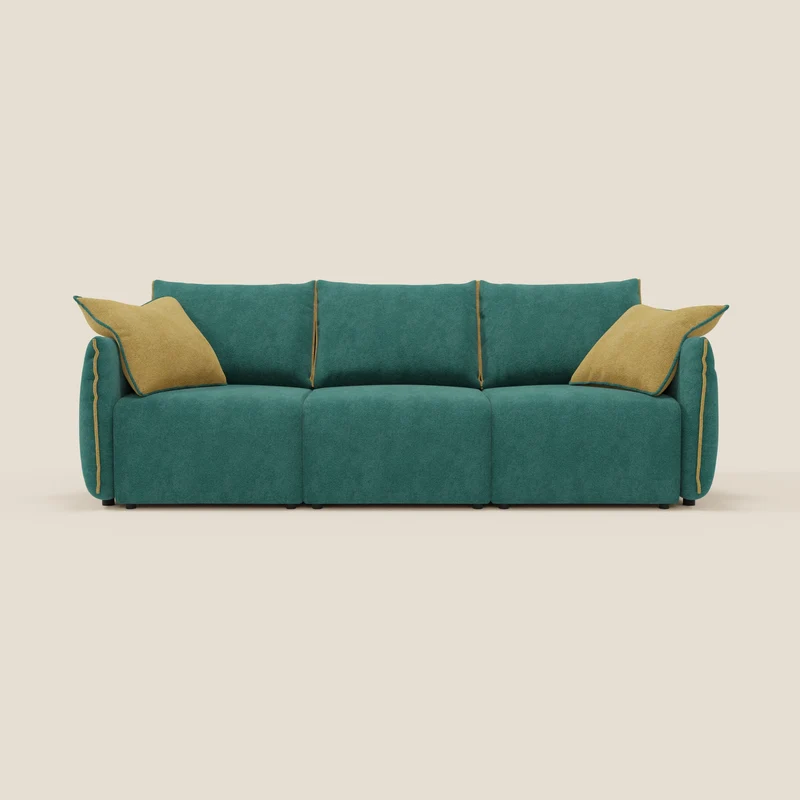 Flexar Canapé avec 3 assises coulissantes et dossier en duvet en bouclette douce et imperméable T07 Vert - jaine