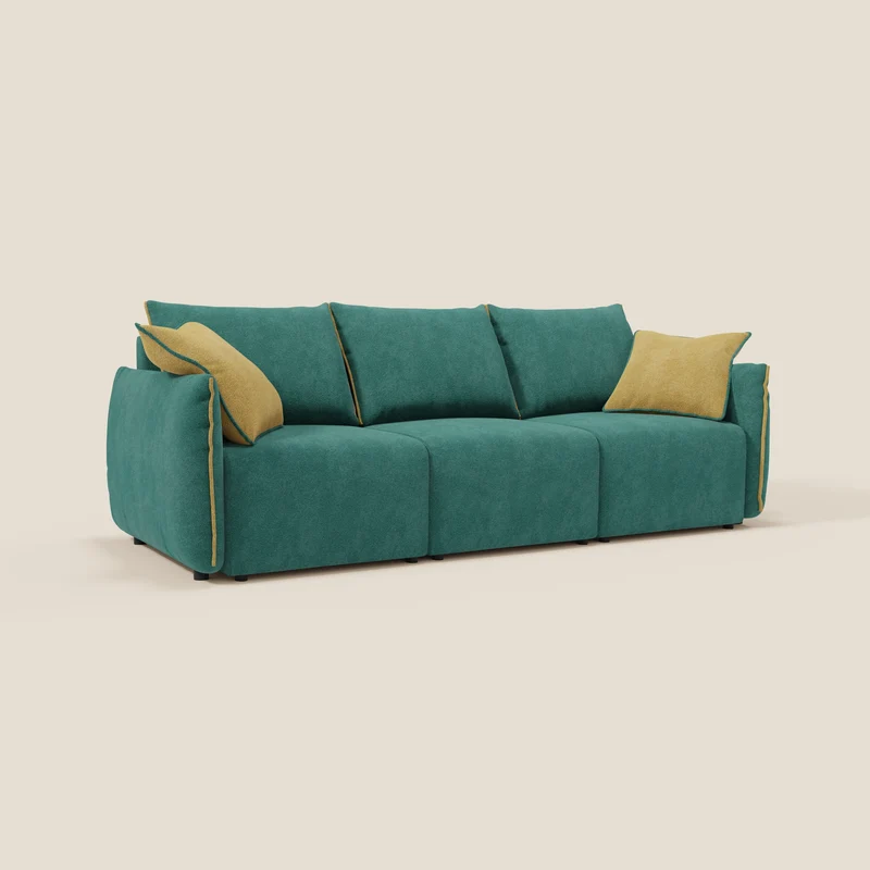 Flexar Canapé avec 3 assises coulissantes et dossier en duvet en bouclette douce et imperméable T07 Vert - jaine