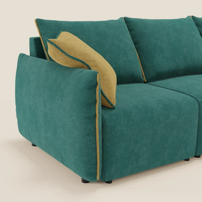 Flexar Canapé avec 3 assises coulissantes et dossier en duvet en bouclette douce et imperméable T07 Vert - jaine