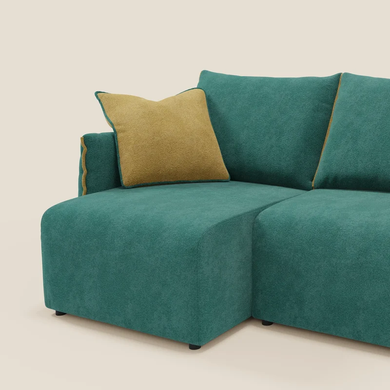 Flexar Canapé avec 3 assises coulissantes et dossier en duvet en bouclette douce et imperméable T07 Vert - jaine