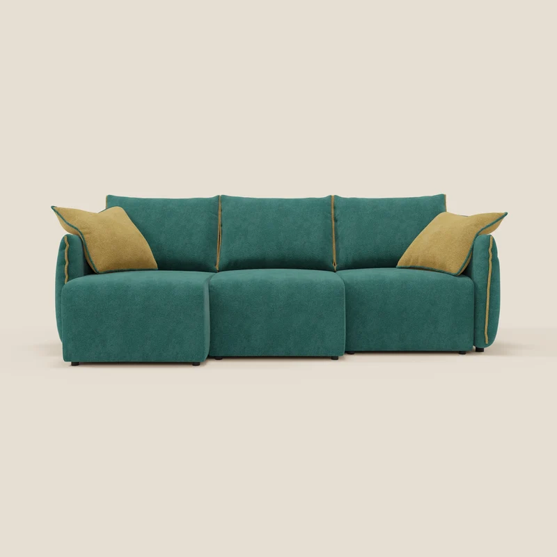 Flexar Canapé avec 3 assises coulissantes et dossier en duvet en bouclette douce et imperméable T07 Vert - jaine