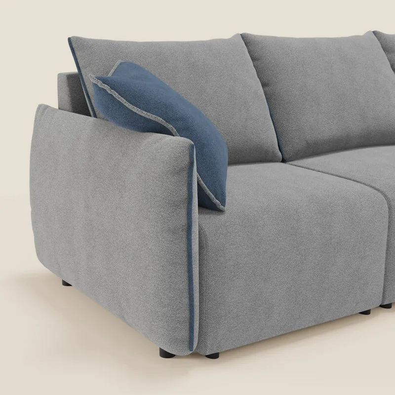 Flexar Canapé avec 3 assises coulissantes et dossier en duvet en bouclette douce et imperméable T07 Gris - bleu