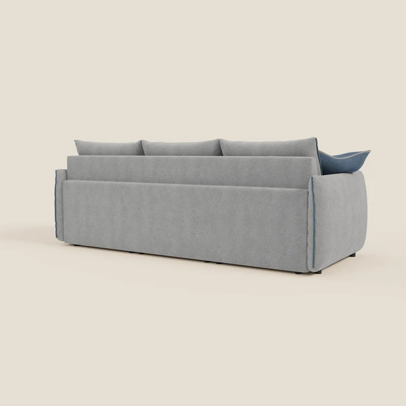 Flexar Canapé avec 3 assises coulissantes et dossier en duvet en bouclette douce et imperméable T07 Gris - bleu