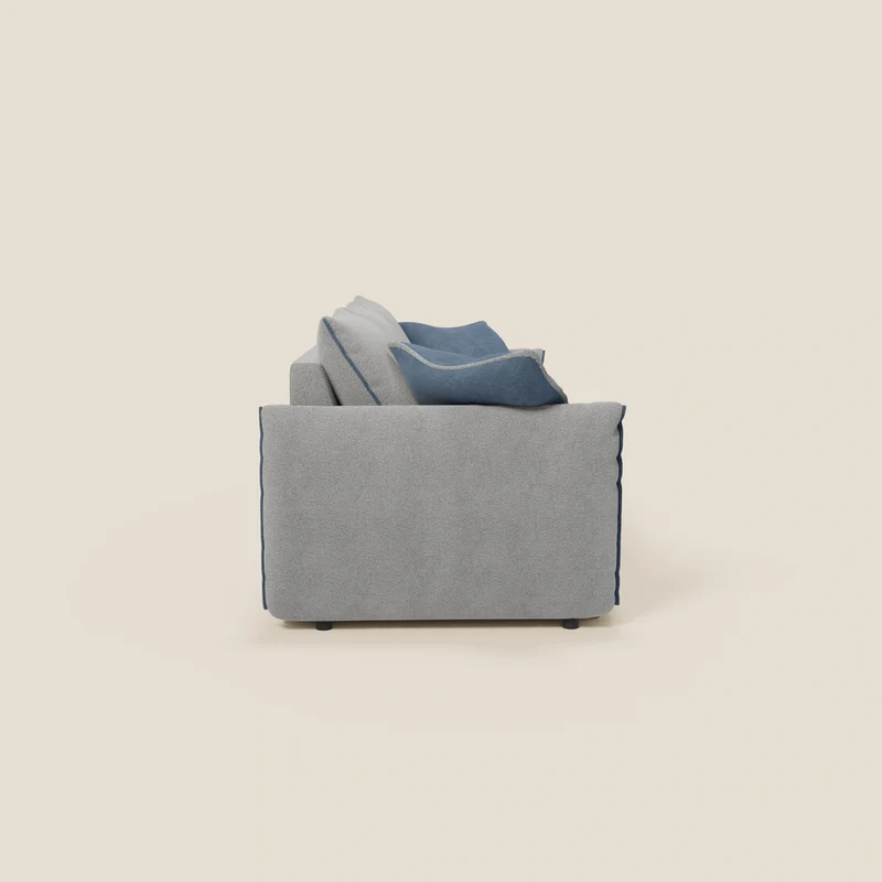 Flexar Canapé avec 3 assises coulissantes et dossier en duvet en bouclette douce et imperméable T07 Gris - bleu