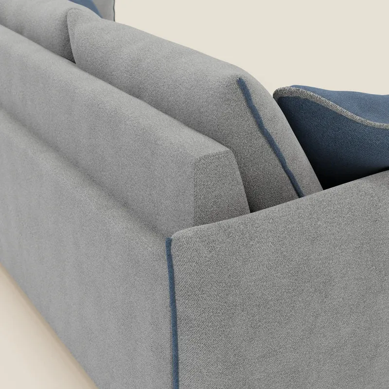 Flexar Canapé avec 3 assises coulissantes et dossier en duvet en bouclette douce et imperméable T07 Gris - bleu