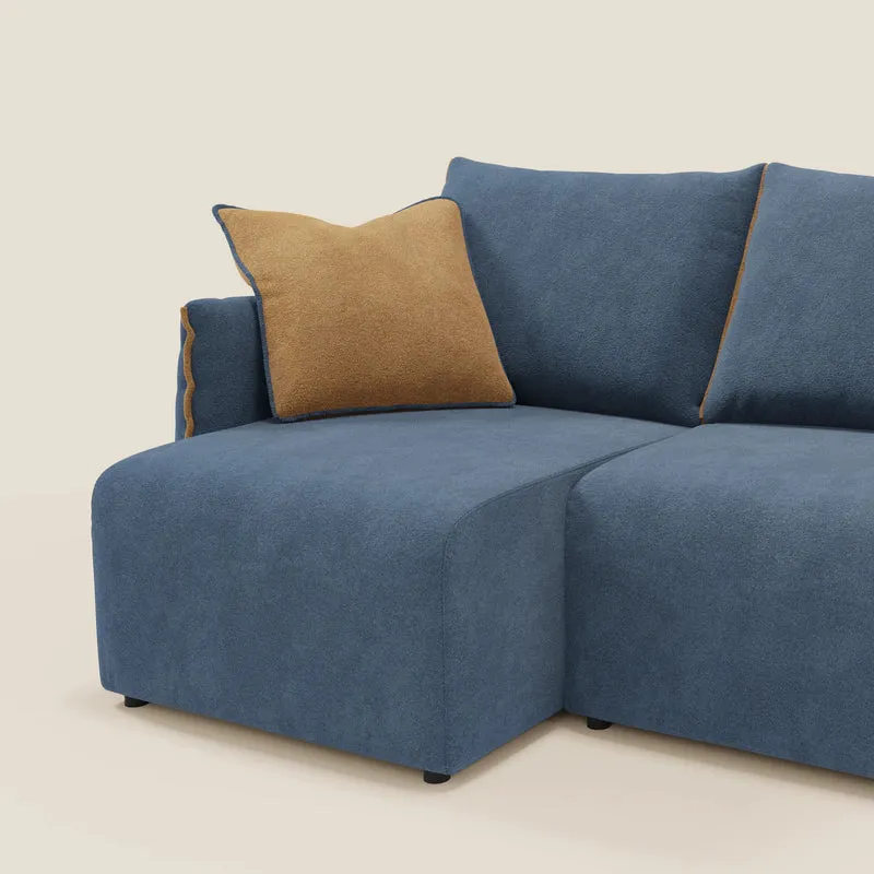 Flexar Canapé avec 3 assises coulissantes et dossier en duvet en bouclette douce et imperméable T07 Bleu - orange