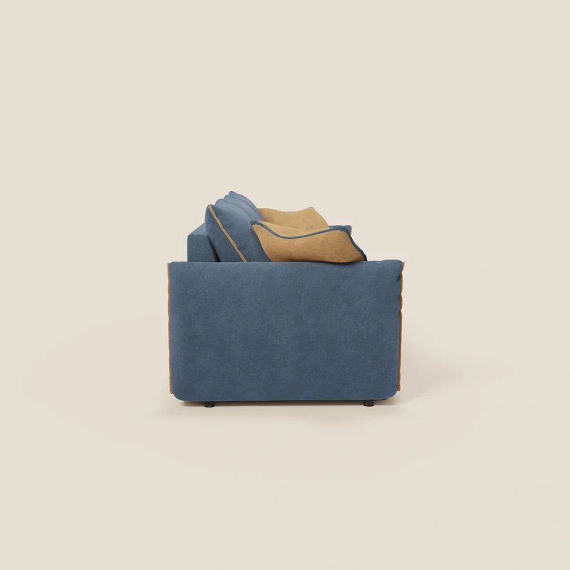 Flexar Canapé avec 3 assises coulissantes et dossier en duvet en bouclette douce et imperméable T07 Bleu - orange