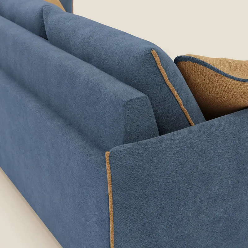 Flexar Canapé avec 3 assises coulissantes et dossier en duvet en bouclette douce et imperméable T07 Bleu - orange