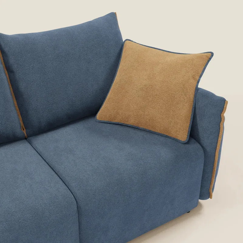 Flexar Canapé avec 3 assises coulissantes et dossier en duvet en bouclette douce et imperméable T07 Bleu - orange