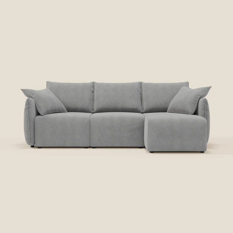 Flexar Canapé d'angle réversible avec assises coulissantes en bouclette douce imperméable T07