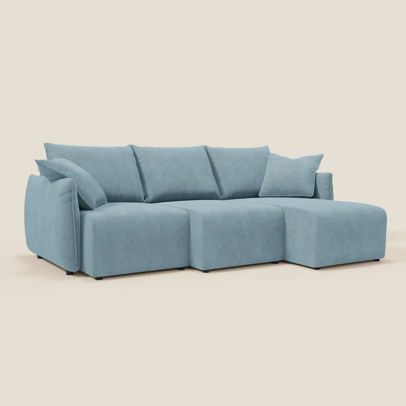 Flexar Canapé d'angle réversible avec assises coulissantes en bouclette douce imperméable T07