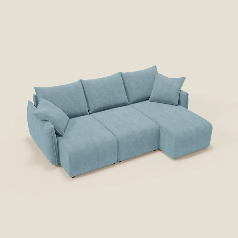 Flexar Canapé d'angle réversible avec assises coulissantes en bouclette douce imperméable T07