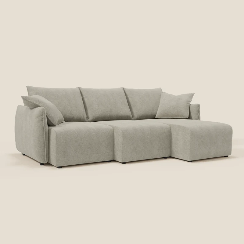 Flexar Canapé d'angle réversible avec assises coulissantes en bouclette douce imperméable T07