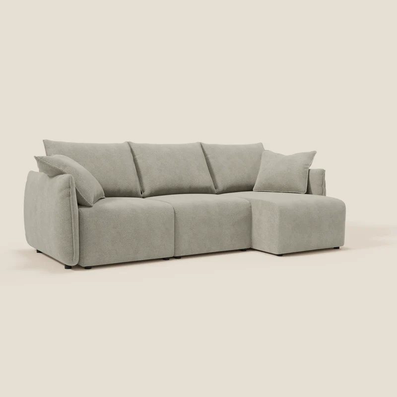 Flexar Canapé d'angle réversible avec assises coulissantes en bouclette douce imperméable T07