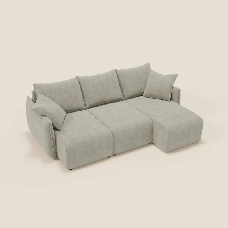 Flexar Canapé d'angle réversible avec assises coulissantes en bouclette douce imperméable T07