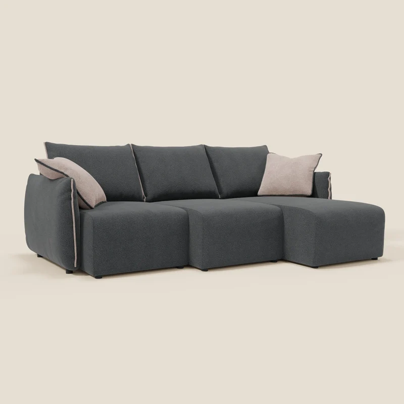 Flexar Canapé d'angle réversible avec assises coulissantes en bouclette douce imperméable T07