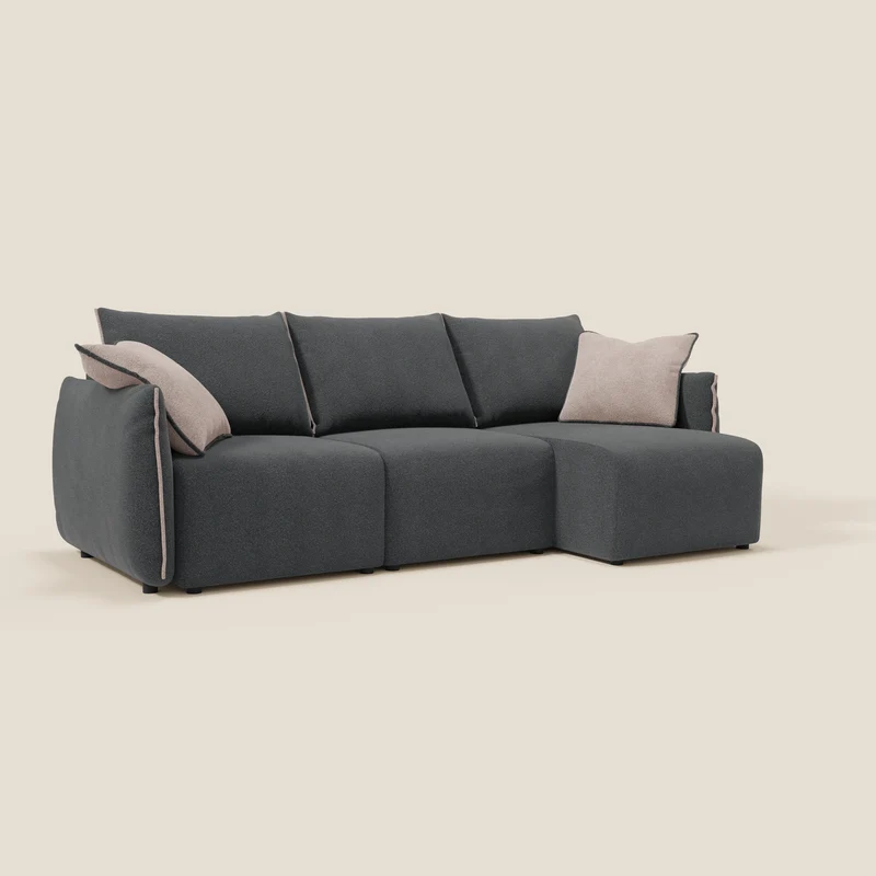 Flexar Canapé d'angle réversible avec assises coulissantes en bouclette douce imperméable T07