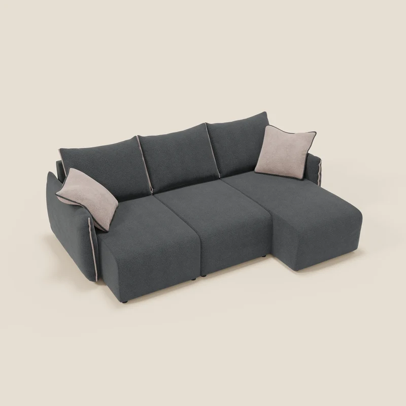 Flexar Canapé d'angle réversible avec assises coulissantes en bouclette douce imperméable T07