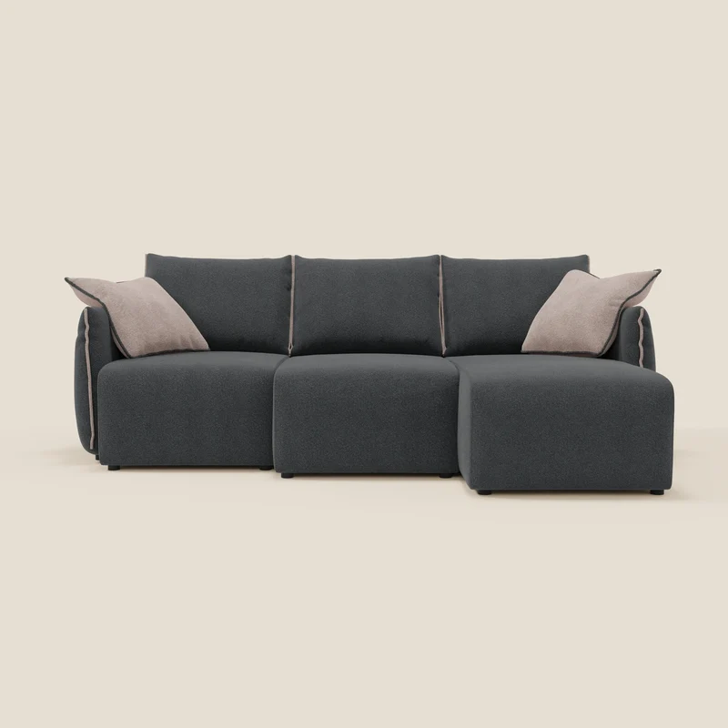 Flexar Canapé d'angle réversible avec assises coulissantes en bouclette douce imperméable T07