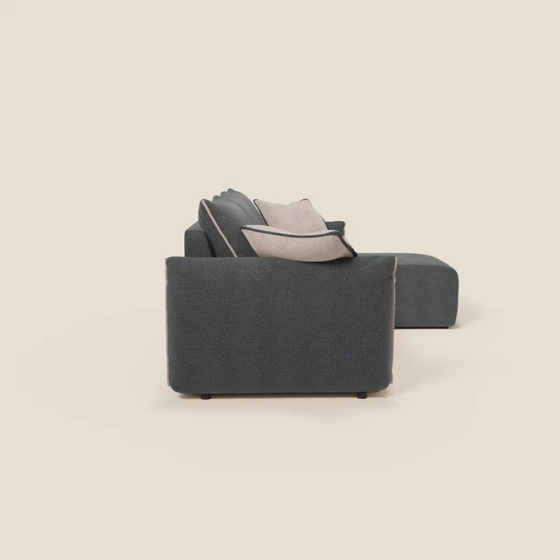Flexar Canapé d'angle réversible avec assises coulissantes en bouclette douce imperméable T07
