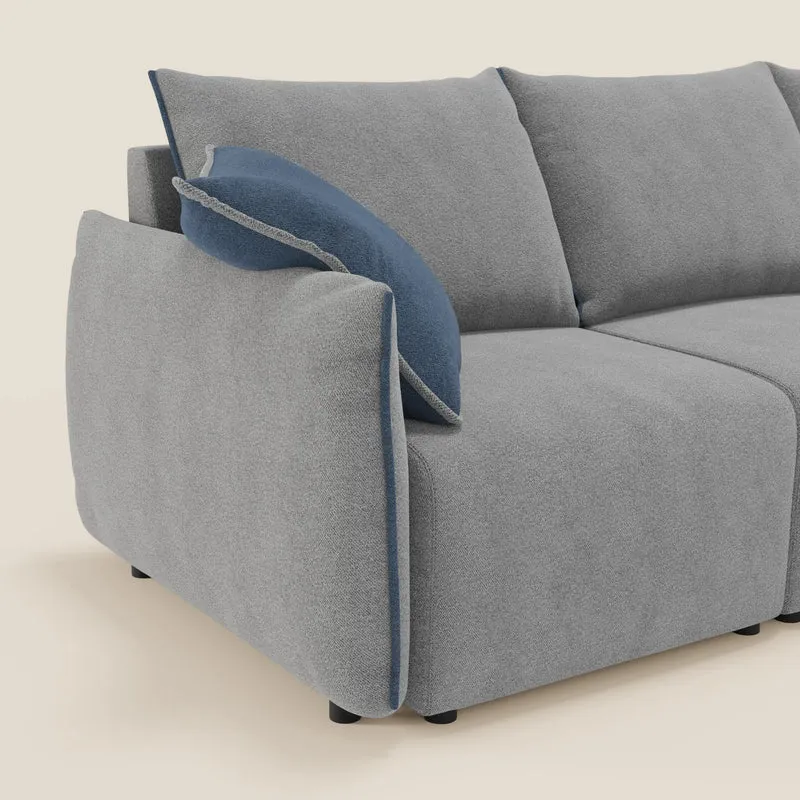 Flexar Canapé d’angle réversible avec assises extensibles en bouclé doux imperméable T07 gris - bleu