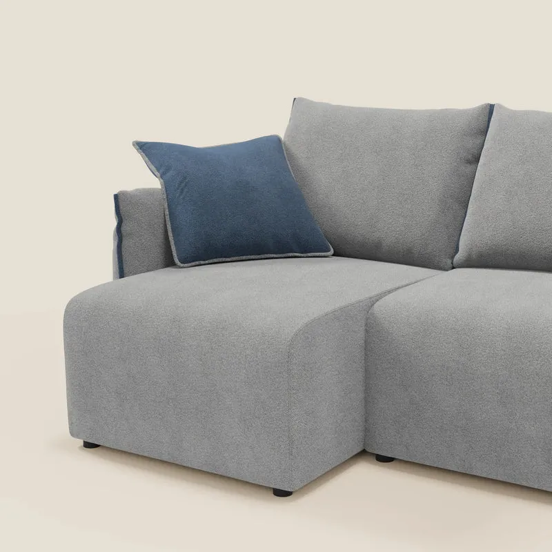 Flexar Canapé d’angle réversible avec assises extensibles en bouclé doux imperméable T07 gris - bleu