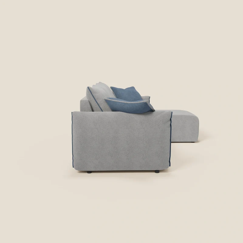 Flexar Canapé d’angle réversible avec assises extensibles en bouclé doux imperméable T07 gris - bleu