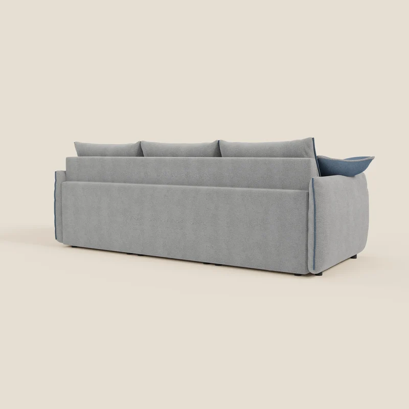 Flexar Canapé d’angle réversible avec assises extensibles en bouclé doux imperméable T07 gris - bleu