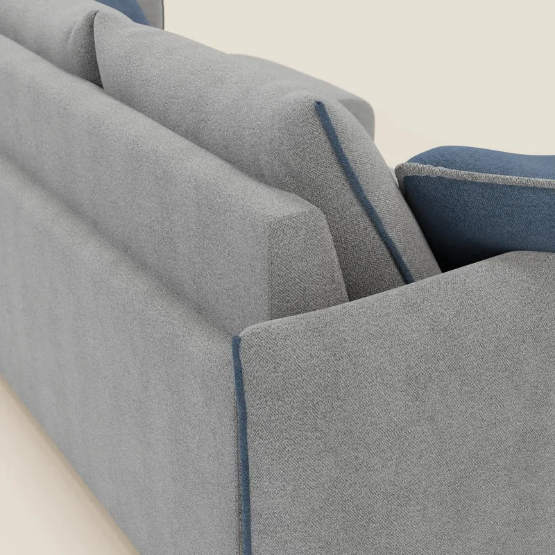 Flexar Canapé d’angle réversible avec assises extensibles en bouclé doux imperméable T07 gris - bleu