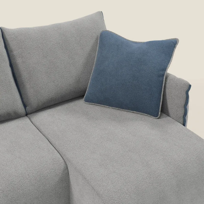 Flexar Canapé d’angle réversible avec assises extensibles en bouclé doux imperméable T07 gris - bleu