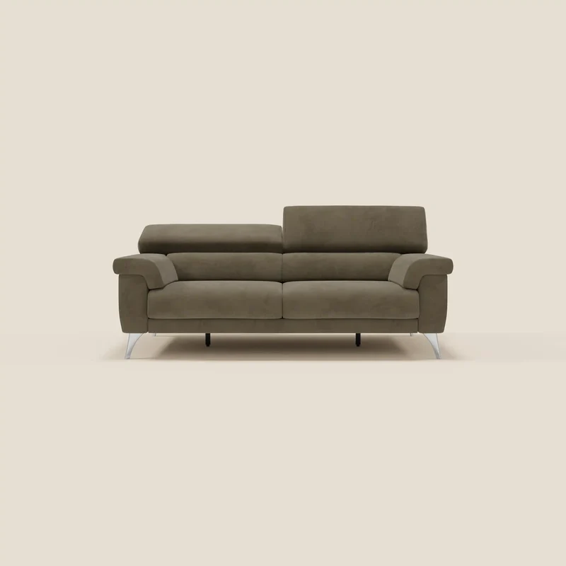 Raffaello Canapé avec assises coulissantes et têtières inclinables en microfibre détachable T11 marron