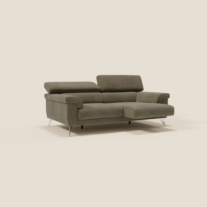 Raffaello Canapé avec assises coulissantes et têtières inclinables en microfibre détachable T11 marron