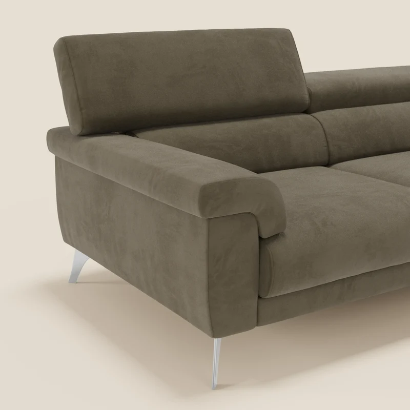 Raffaello Canapé avec assises coulissantes et têtières inclinables en microfibre détachable T11 marron