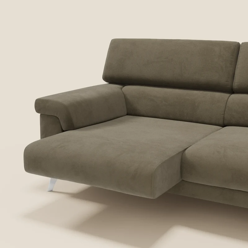 Raffaello Canapé avec assises coulissantes et têtières inclinables en microfibre détachable T11 marron