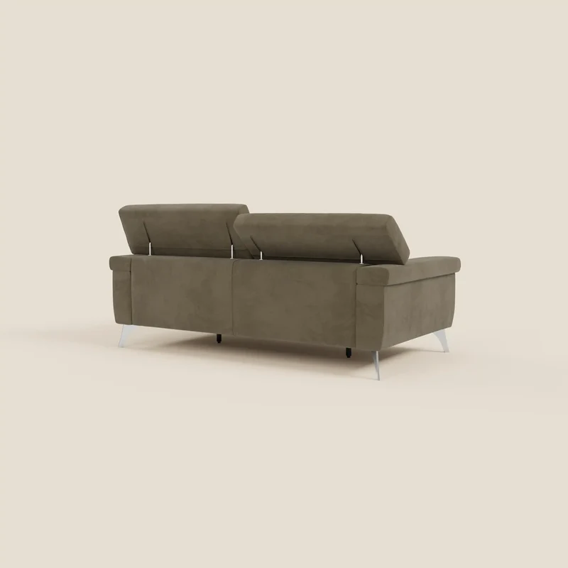Raffaello Canapé avec assises coulissantes et têtières inclinables en microfibre détachable T11 marron