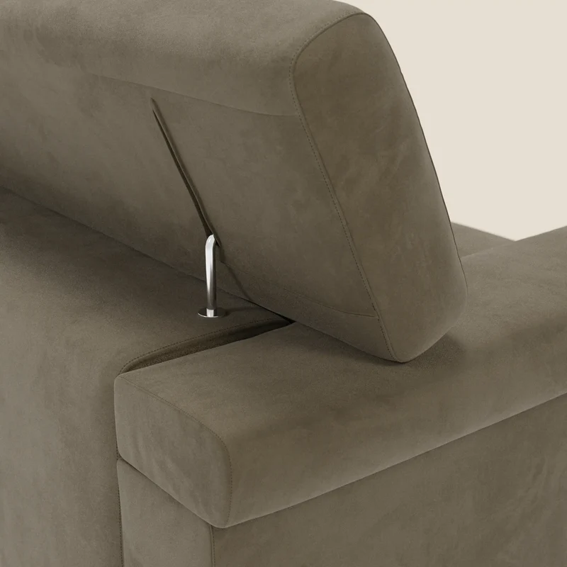 Raffaello Canapé avec assises coulissantes et têtières inclinables en microfibre détachable T11 marron