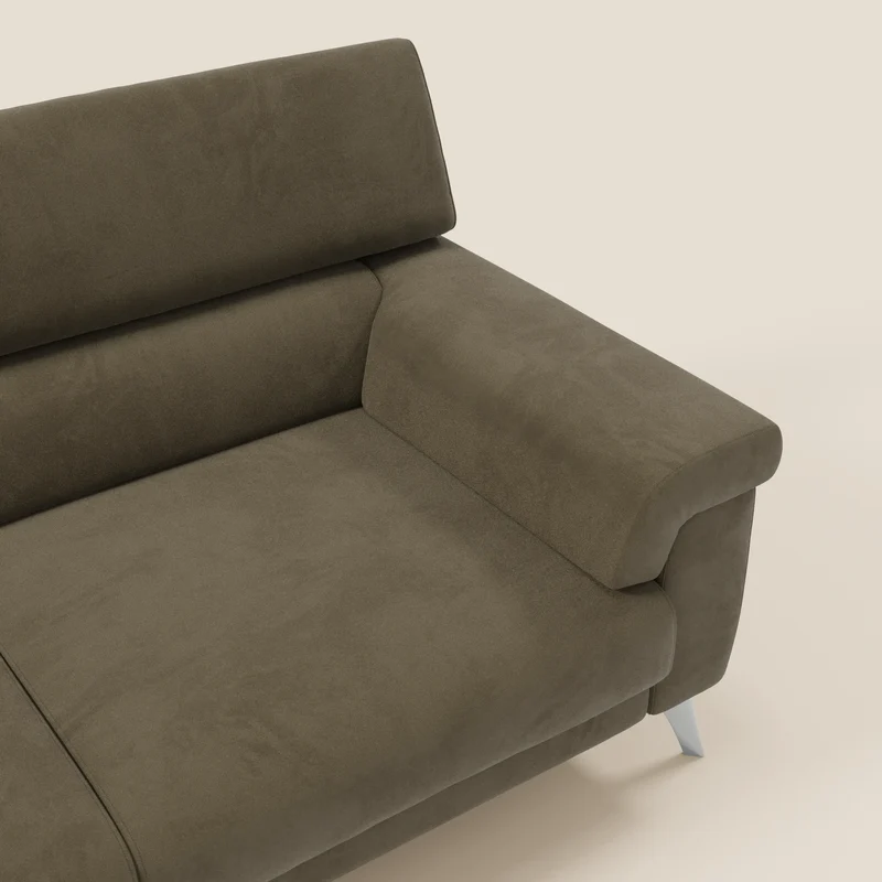Raffaello Canapé avec assises coulissantes et têtières inclinables en microfibre détachable T11 marron