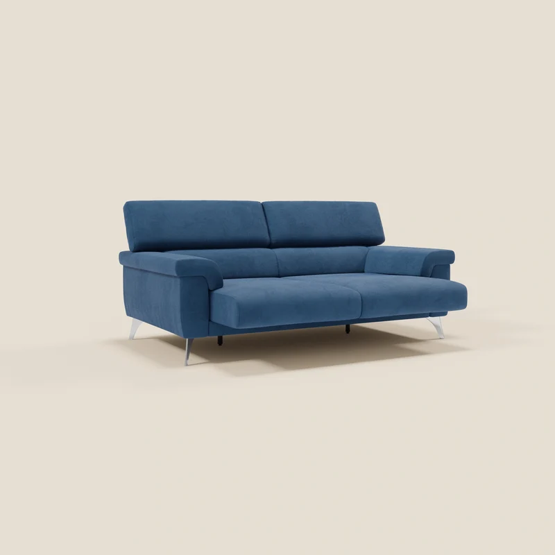 Raffaello Canapé avec assises coulissantes et têtières inclinables en microfibre détachable T11 bleu