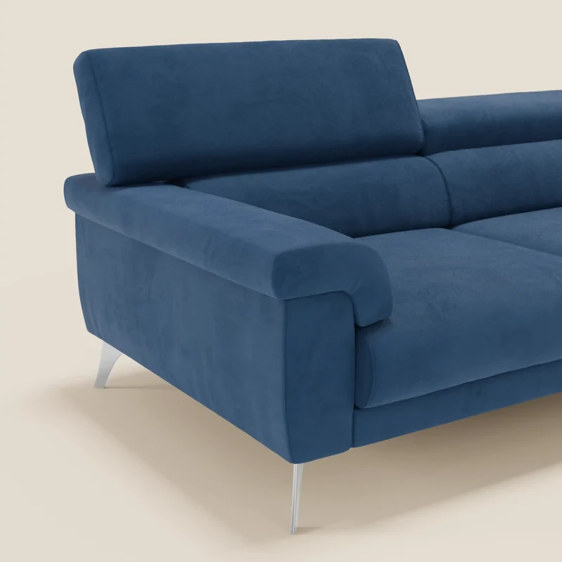 Raffaello Canapé avec assises coulissantes et têtières inclinables en microfibre détachable T11 bleu