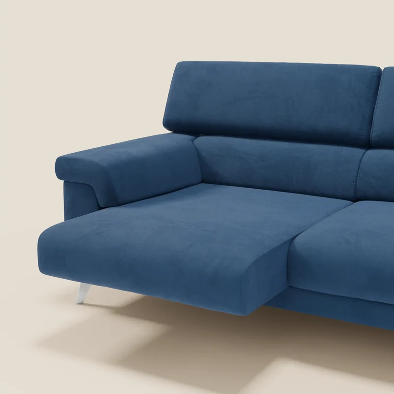 Raffaello Canapé avec assises coulissantes et têtières inclinables en microfibre détachable T11 bleu