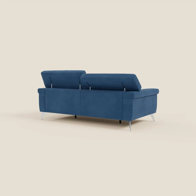 Raffaello Canapé avec assises coulissantes et têtières inclinables en microfibre détachable T11 bleu
