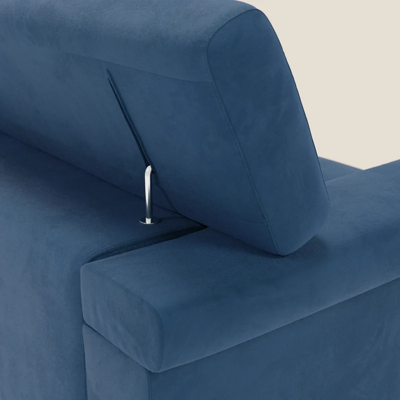 Raffaello Canapé avec assises coulissantes et têtières inclinables en microfibre détachable T11 bleu