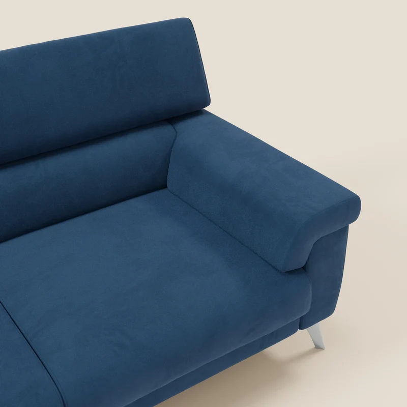Raffaello Canapé avec assises coulissantes et têtières inclinables en microfibre détachable T11 bleu