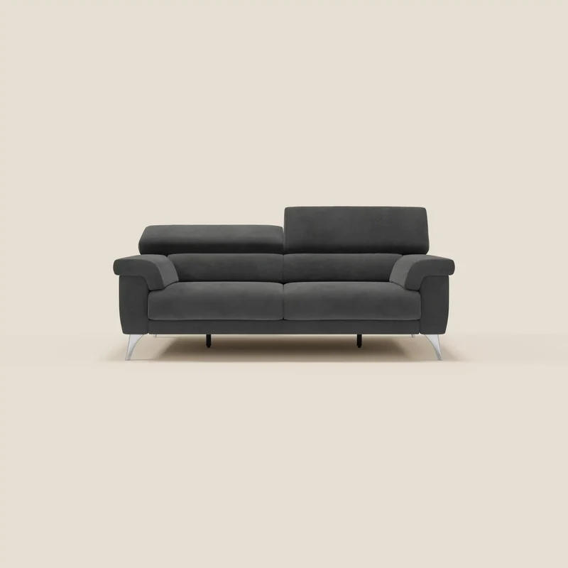 Raffaello Canapé avec assises coulissantes et têtières inclinables en microfibre détachable T11 noir
