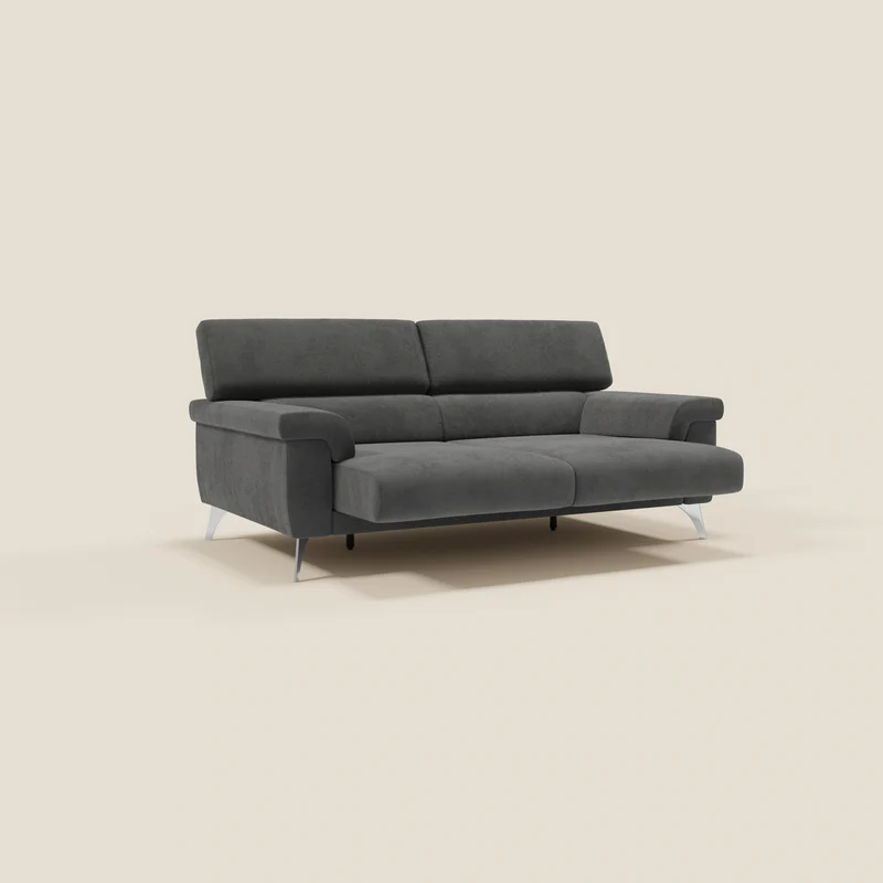 Raffaello Canapé avec assises coulissantes et têtières inclinables en microfibre détachable T11 noir